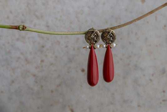 RED RESIN EARRINGS